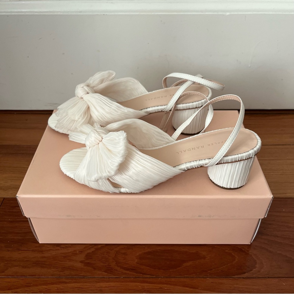 Loeffler Randall Dahlia Pearl Pleated Bow Heel Size 7